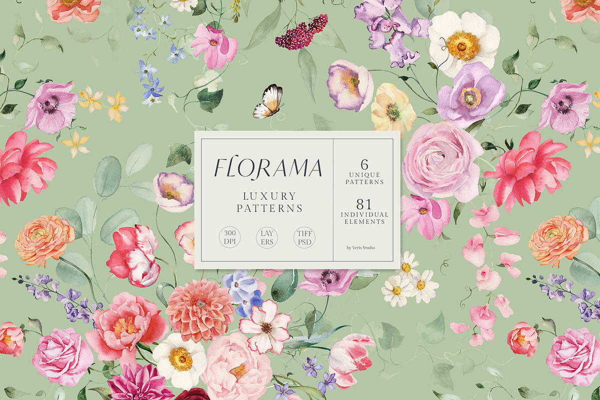 FLORAMA 6 Floral Seamless Patterns, a Pattern Graphic by Veris Studio (Photo 1 of 34)