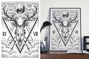 Vector Deer Skull Art And Design