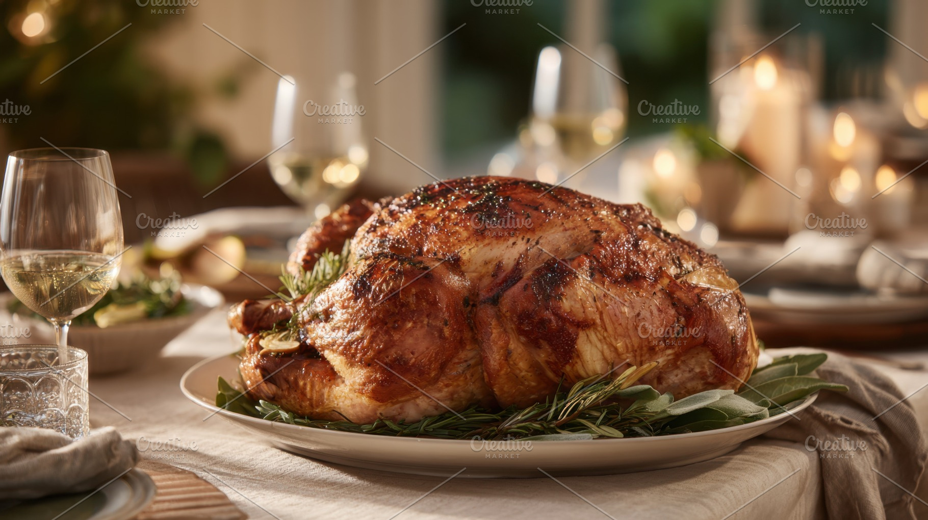Turkey and wine on table, a Photo by Beautiful things