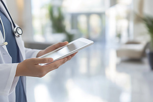Female doctor holding tablet, a Health & Medical Photo by MistyDay