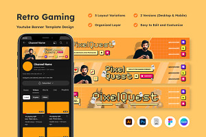 Youtube Banner for Retro Gaming, a Social Media Template by productype1