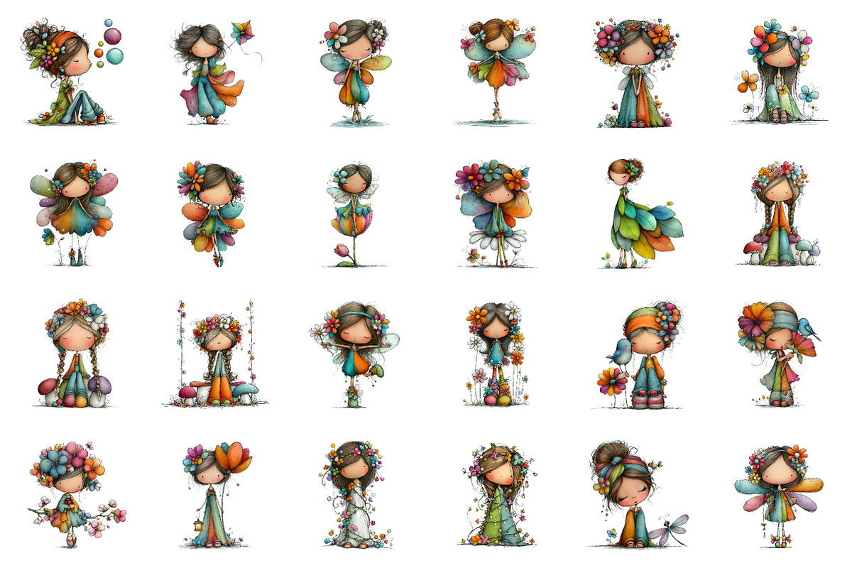 Whimsical Spring Fairy Clipart, an Illustration by CreationArt (Photo 4 of 7)