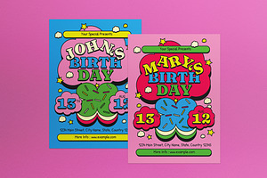 Colourful Teen Birthday Invitation, a Flyer Template by graphicook