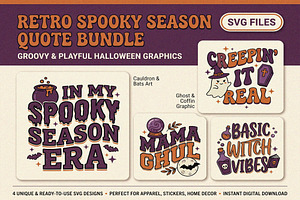 Retro Spooky Season Quote SVG Bundle