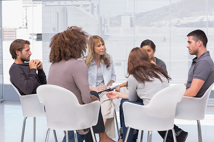 Group therapy in session, a Photo by wavebreak