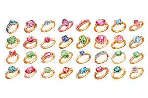 Rings with precious stones. Gold, an Object Illustration by Stock-Smart-Start