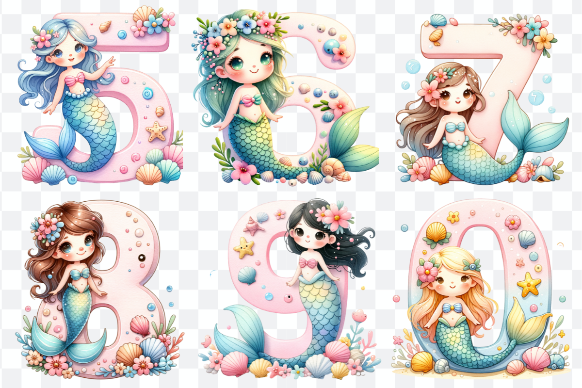 Mermaid Alphabet Font & Numbers, a Symbol Font by Bubble Pixel (Photo 8 of 8)
