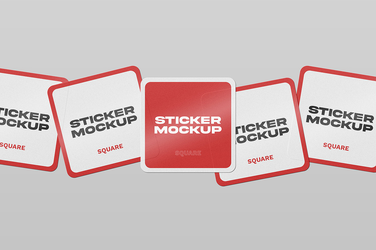 Square Sticker Mockups, a Product Mockup by MahmoudWally (Photo 3 of 5)