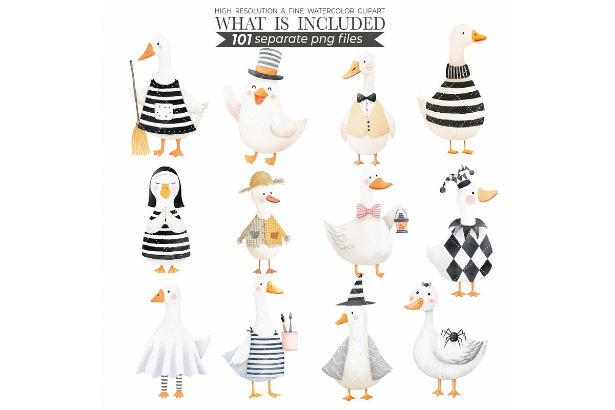 Watercolor Halloween Goose Clipart, an Illustration by CharmClipart (Photo 5 of 10)