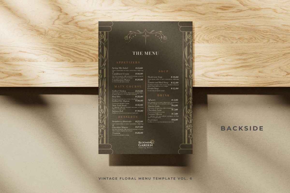 Vintage Floral Menu Vol.6, a Brochure Template by Bewalrus Studio (Photo 2 of 5)