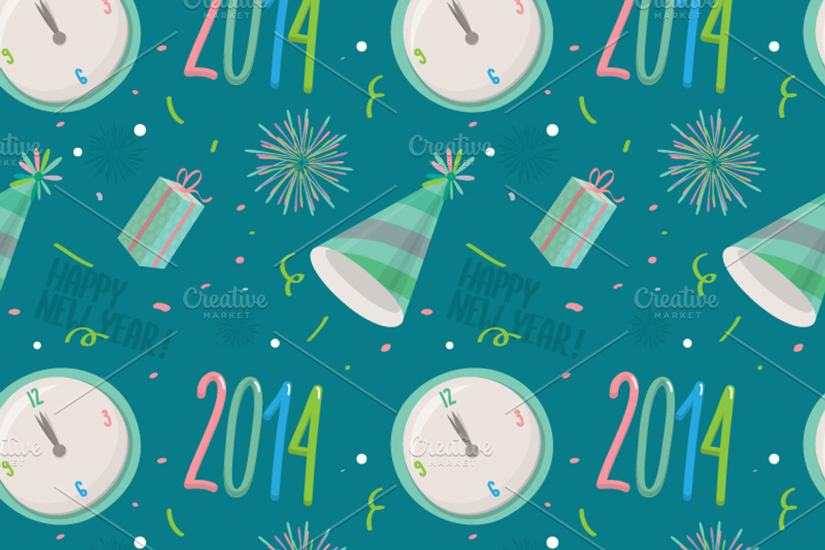 Happy New year vector pattern set preview 3