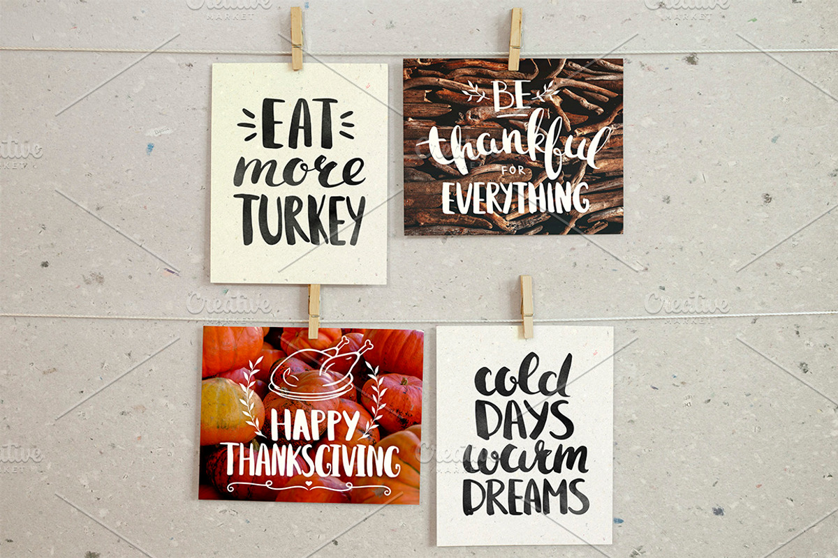 Thanksgiving Day lettering & clipart, a Decorative Illustration by harmonia_green_art (Photo 6 of 8)