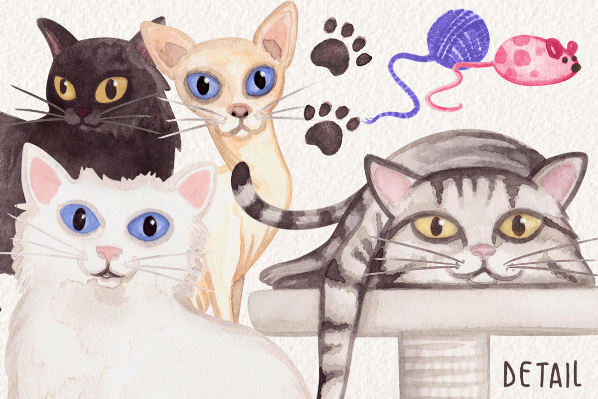 Watercolor Cats, an Animal Illustration by Dapper Dudell (Photo 2 of 2)