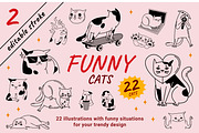 22 Funny cats vector illustration 2, an Animal Illustration by Yanakicc (Thumbnail 1 of 10)