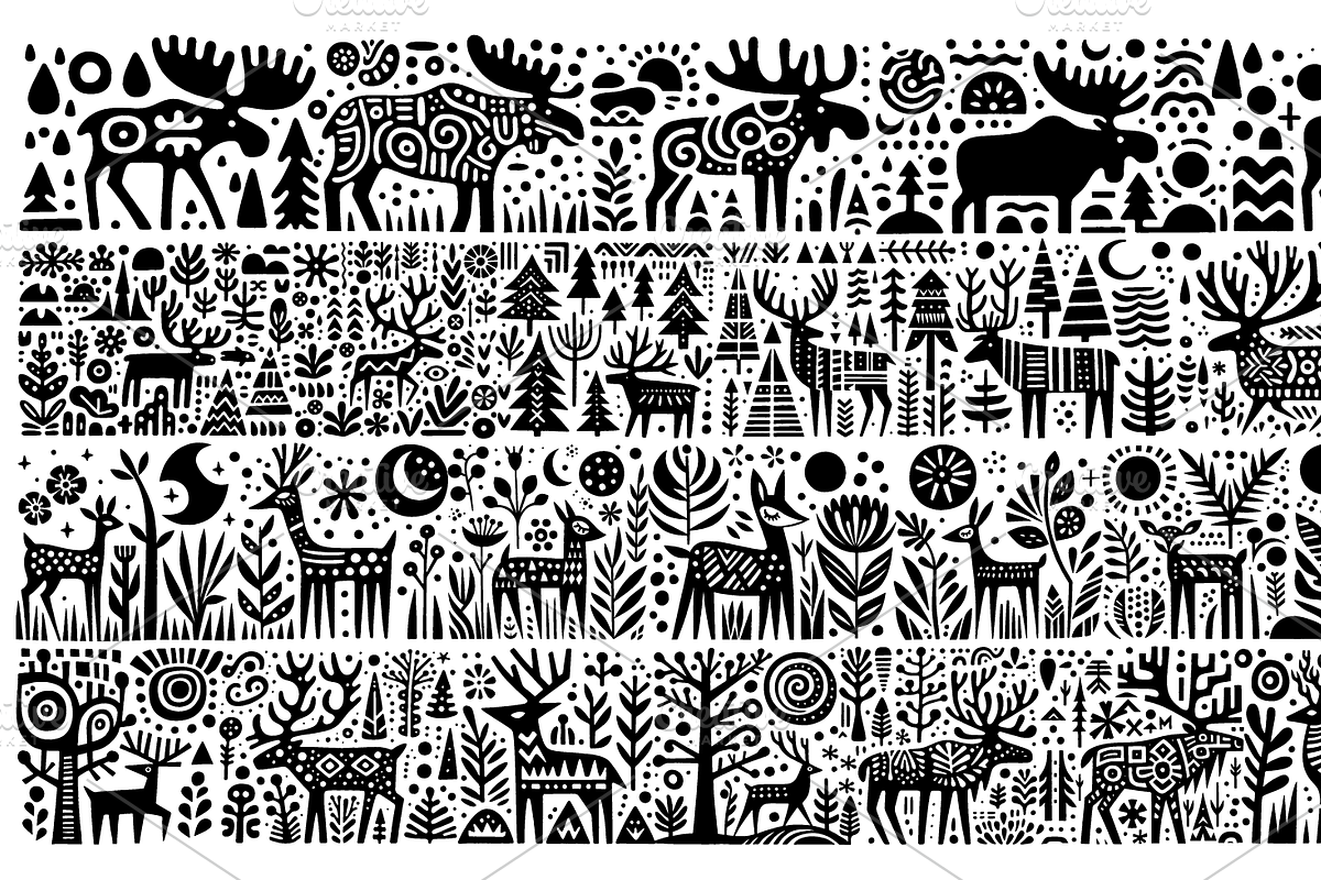 Vintage Wild Animals Folk Art, a Decorative Illustration by devastd (Photo 8 of 28)