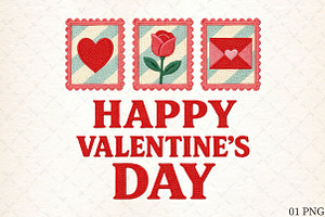 Faux Crochet Happy Valentine's Day, an Illustration by Libby Wishes