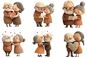 Whimsical Old Couple Valentine Day, an Illustration by CraftArtStudio (Thumbnail 5 of 6)
