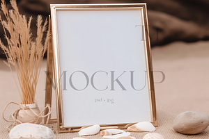 8x10 Table Sign Gold Frame Mockup