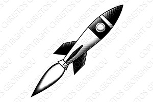 Cartoon Rocket Space Ship Retro, an Illustration by Christos Georghiou