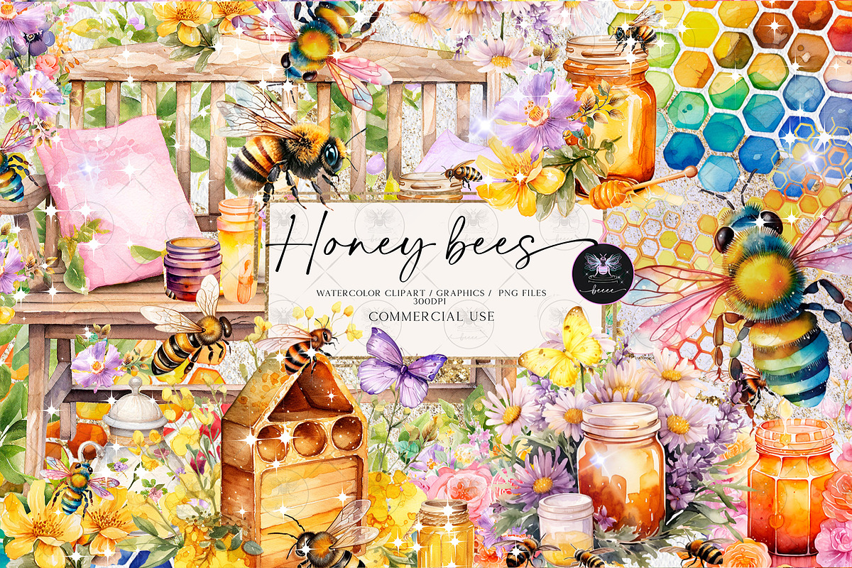 Honey Bees Clipart, an Illustration by BigCakeBee (Photo 1 of 4)