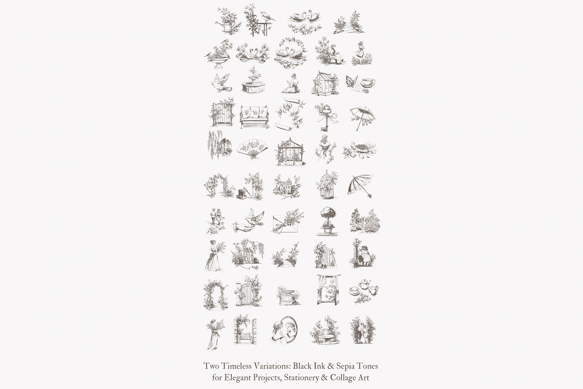 vintage clipart victorian sketch set, a Decorative Illustration by Patishop Art (Photo 10 of 10)