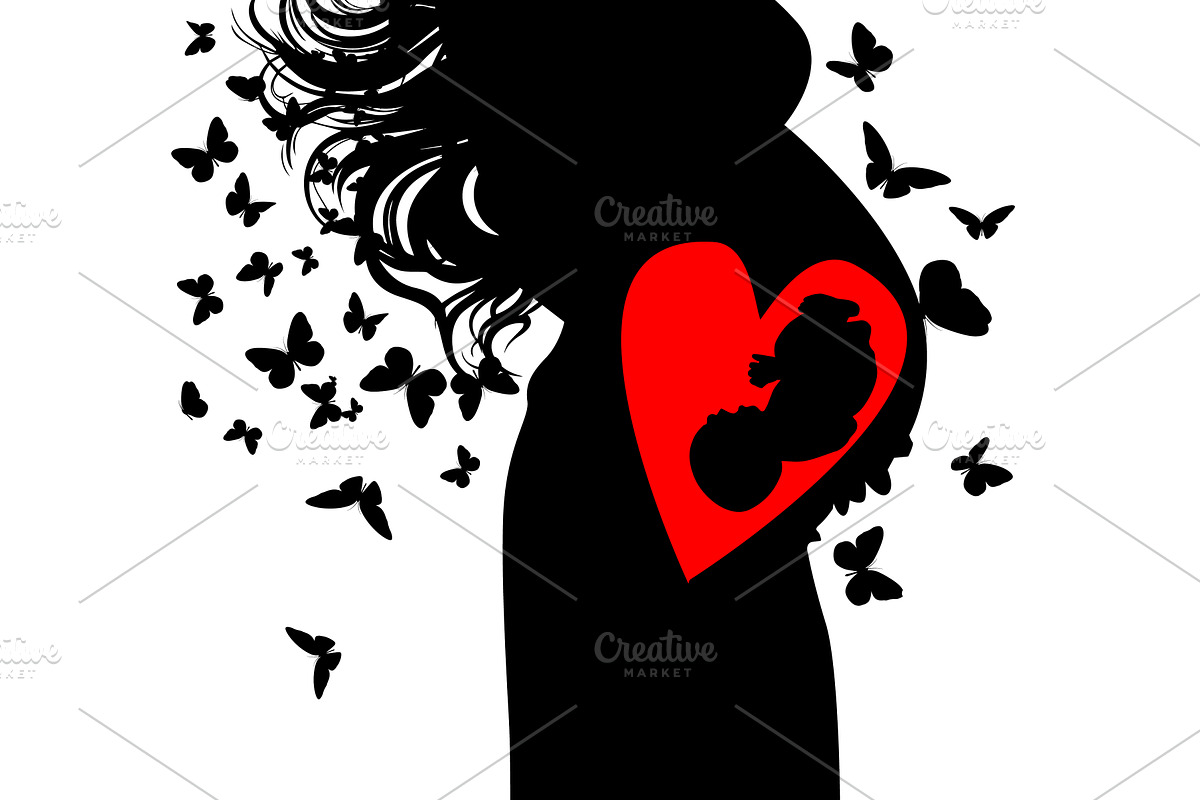 Silhouette of a pregnant woman with, a Person Illustration by Nenahliadava Design