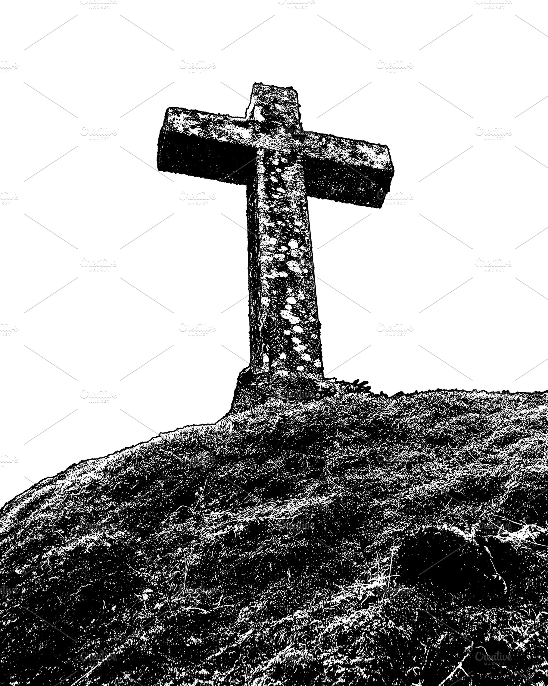 Christian cross at top of hill isolated graphic, an Arts & Entertainment Photo by DanFLCreativo