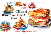 Watercolor French Food Clipart, an Object Graphic by Negarin Digital Art (Thumbnail 1 of 8)