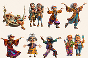HIPPIE OLD LADY NANA CLIPART PACK, a Person Illustration by Daring Digies (Thumbnail 5 of 9)