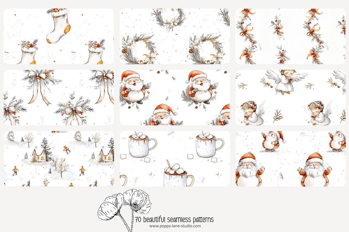70 white Christmas seamless pattern, a Pattern Graphic by Poppy Lane Studio (Photo 6 of 10)