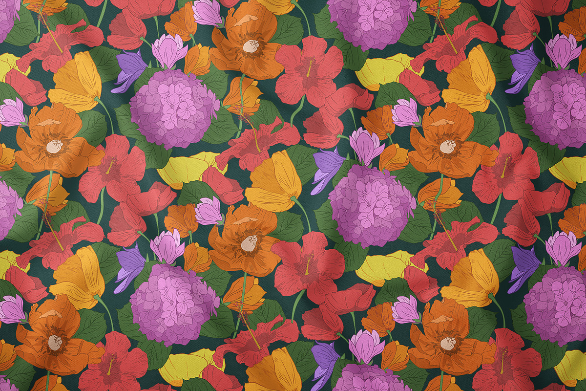 Seamless Flowers Pattern, a Pattern Graphic by Fisminor (Photo 2 of 5)