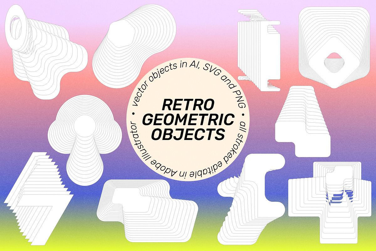 SuperSpectiva Retro Geo Clipart, an Object Graphic by angelainthefields (Photo 5 of 17)