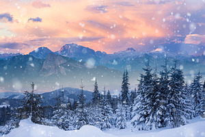 Beautiful winter alpine mountain featuring winter, mountain, and snow