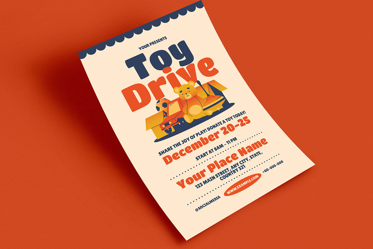 Retro Toy Drive Event Flyer, a Flyer Template by Guuver (Photo 3 of 3)