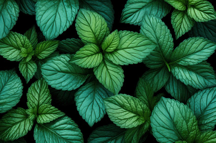 Vibrant green mint leaves pattern, a Nature Photo by Ylivdesign