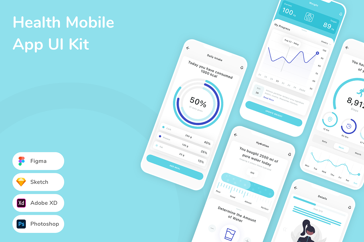 Health Mobile App UI Kit, an UI Kit Template by Betush