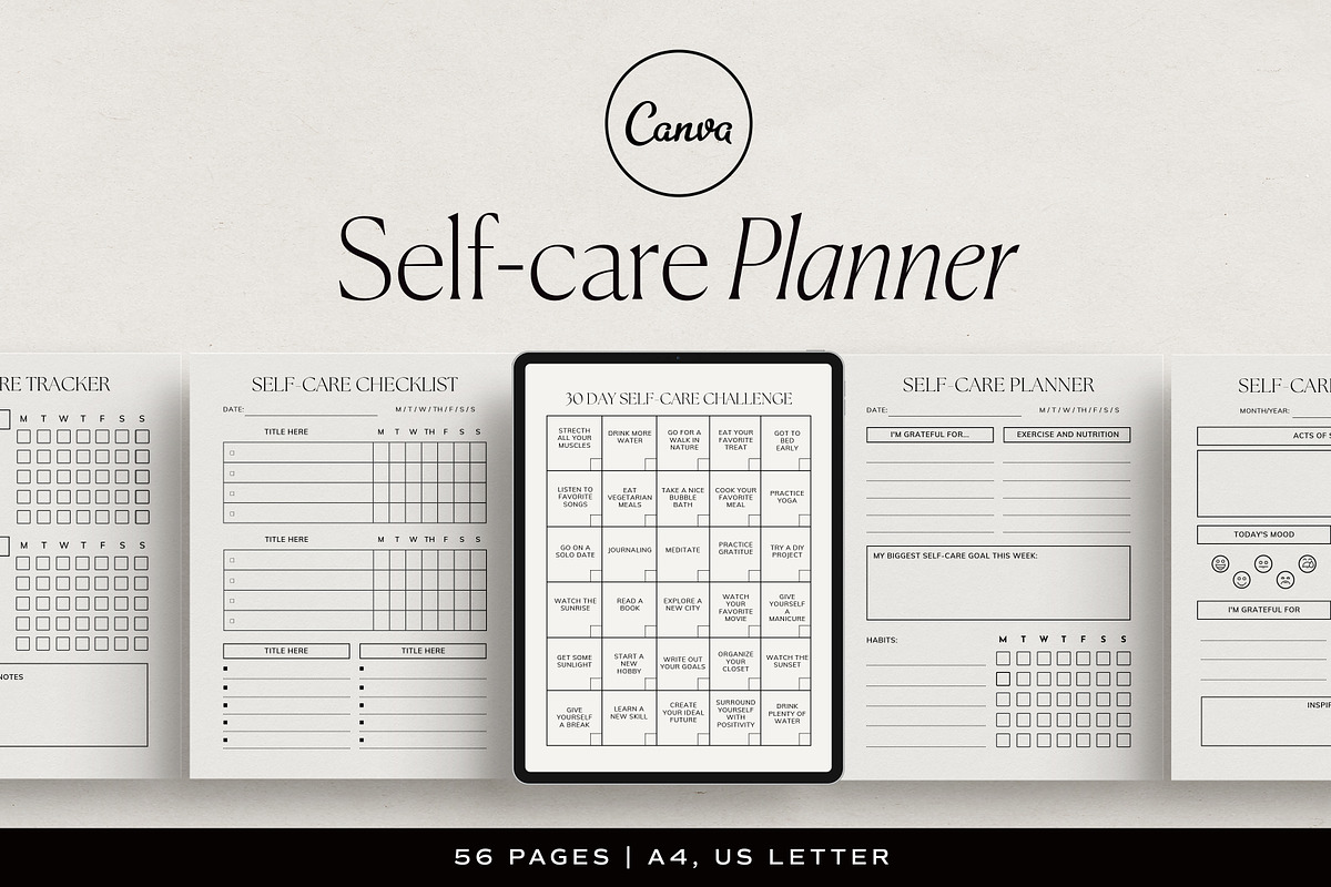 Self-care Planner Canva Template, a Presentation Template by HelloKarla (Photo 1 of 7)