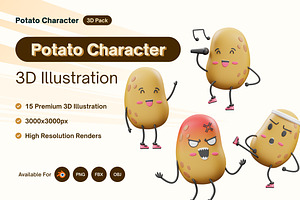 Potato Character Face 3D Icon