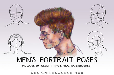 Procreate Drawing: Portrait Poses, a Shape Add-On by Design Resource Hub