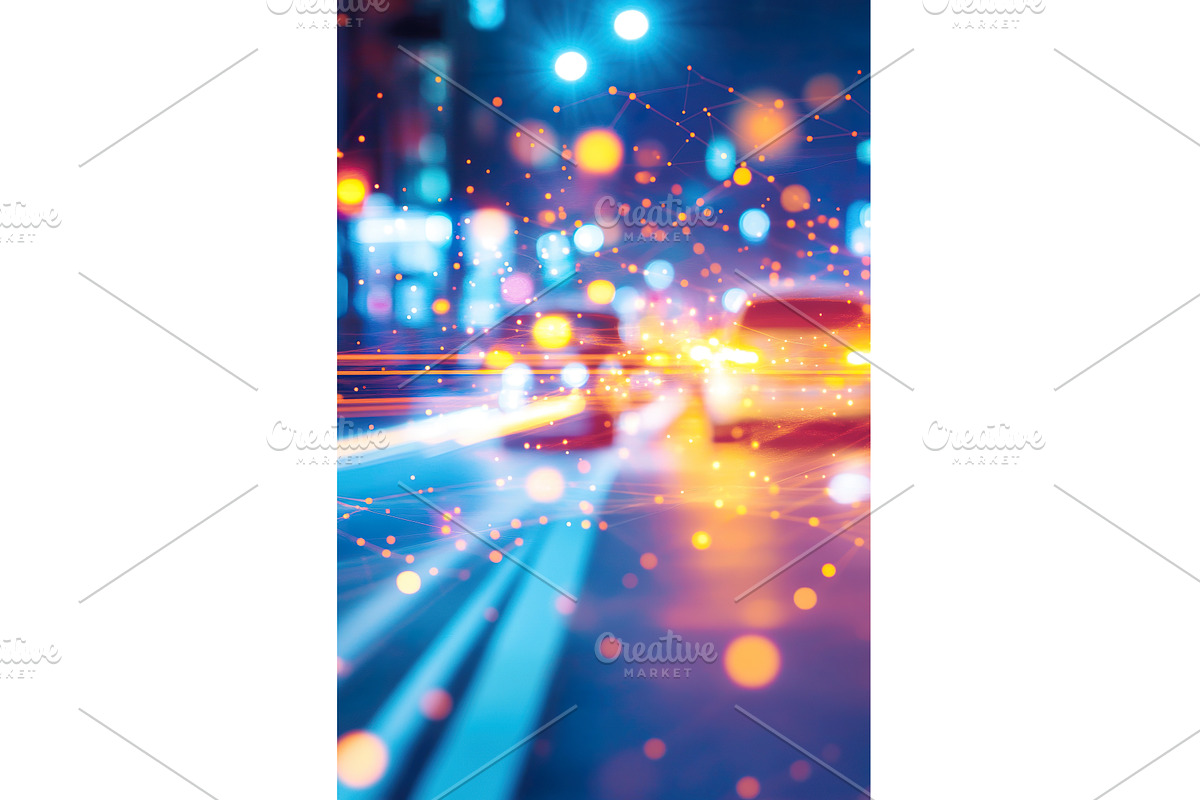 Vibrant abstract city lights with, an Illustration by Lermont51