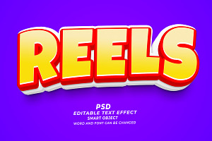 Reels PSD 3d Editable Text Effect