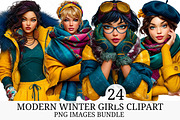 Modern Winter Girls Clipart Bundle, an Illustration by Craft Nest (Thumbnail 1 of 8)