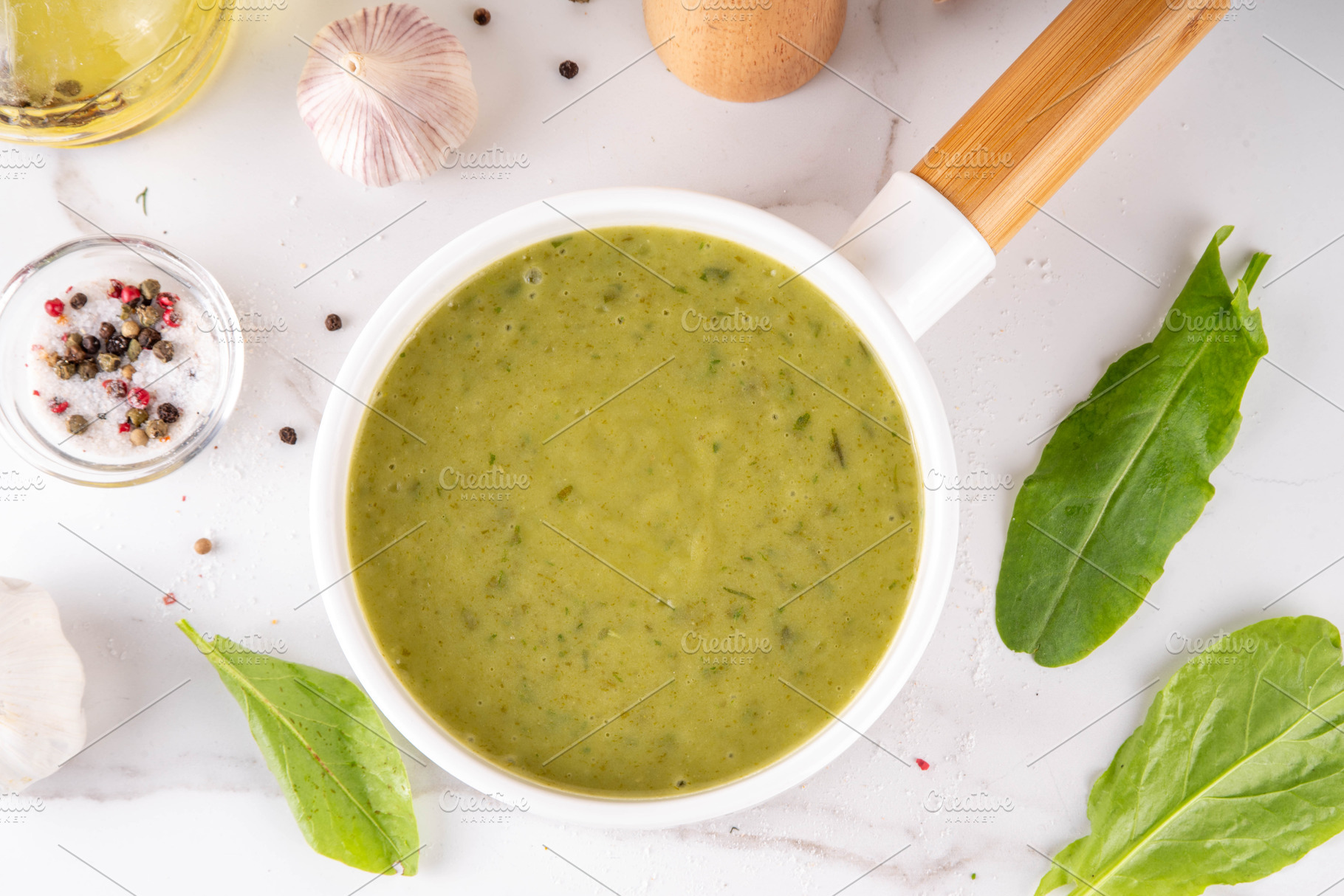 Homemade Sorrel cream soup, a Food & Drink Photo by Rimma