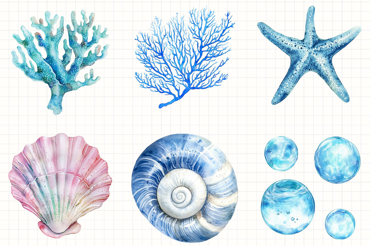 Watercolor Underwater Clipart, an Illustration by Libby Wishes (Photo 5 of 5)