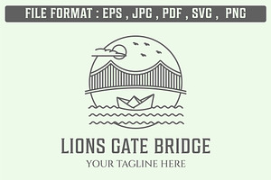 Lions Gate Bridge Logo Line Art