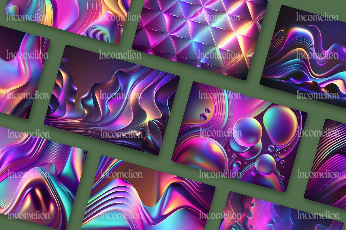 25 Holographic Neon Backgrounds, a Wallpaper Graphic by Incomelion (Photo 7 of 11)