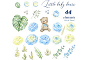Teddy bear Baby boy shower clipart, an Animal Illustration by Solo Art Original (Thumbnail 4 of 7)