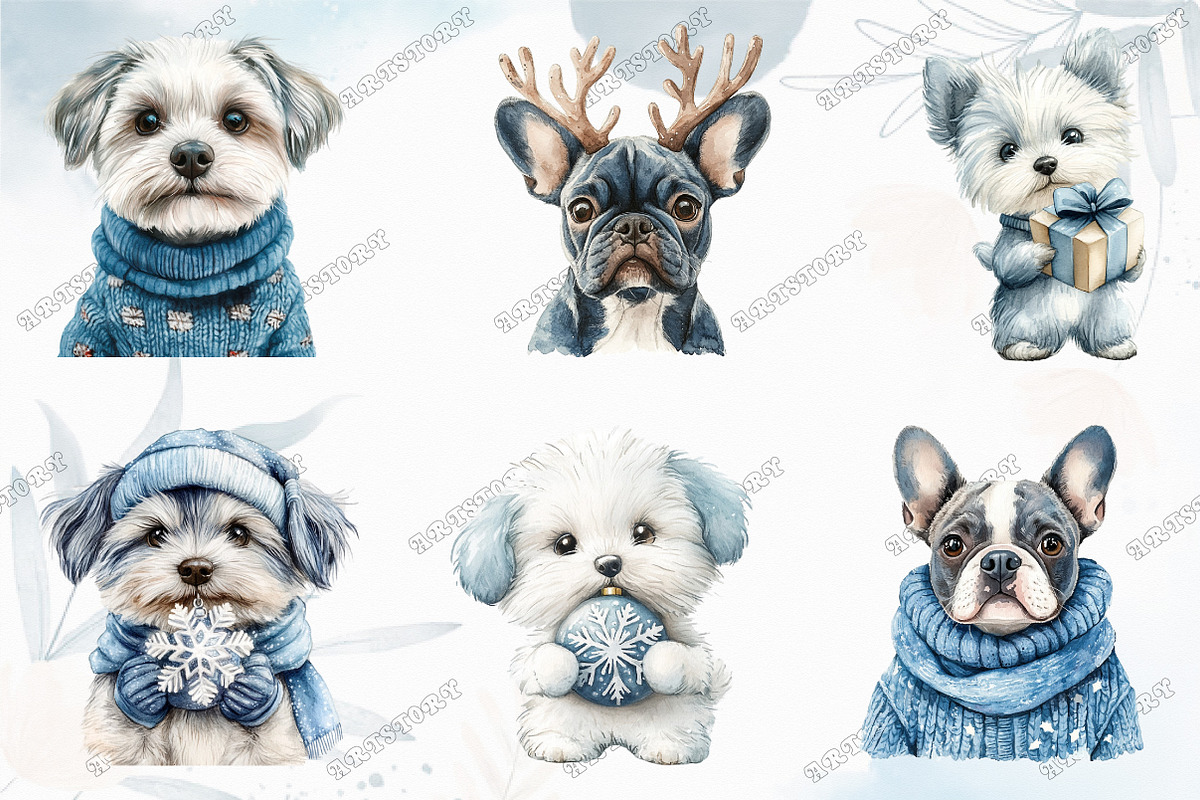 Christmas Cute Dog Sublimation Clipa, an Illustration by designcity5 (Photo 2 of 5)