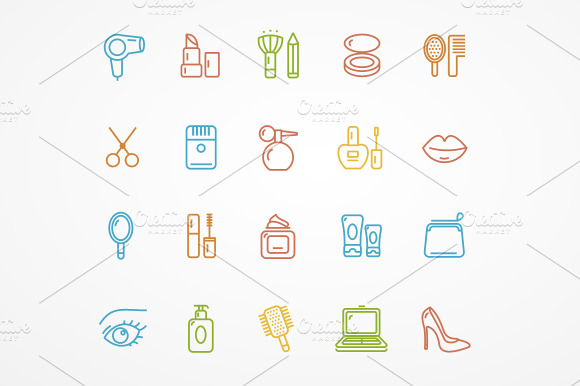 Vector Beauty Outline Icon Set