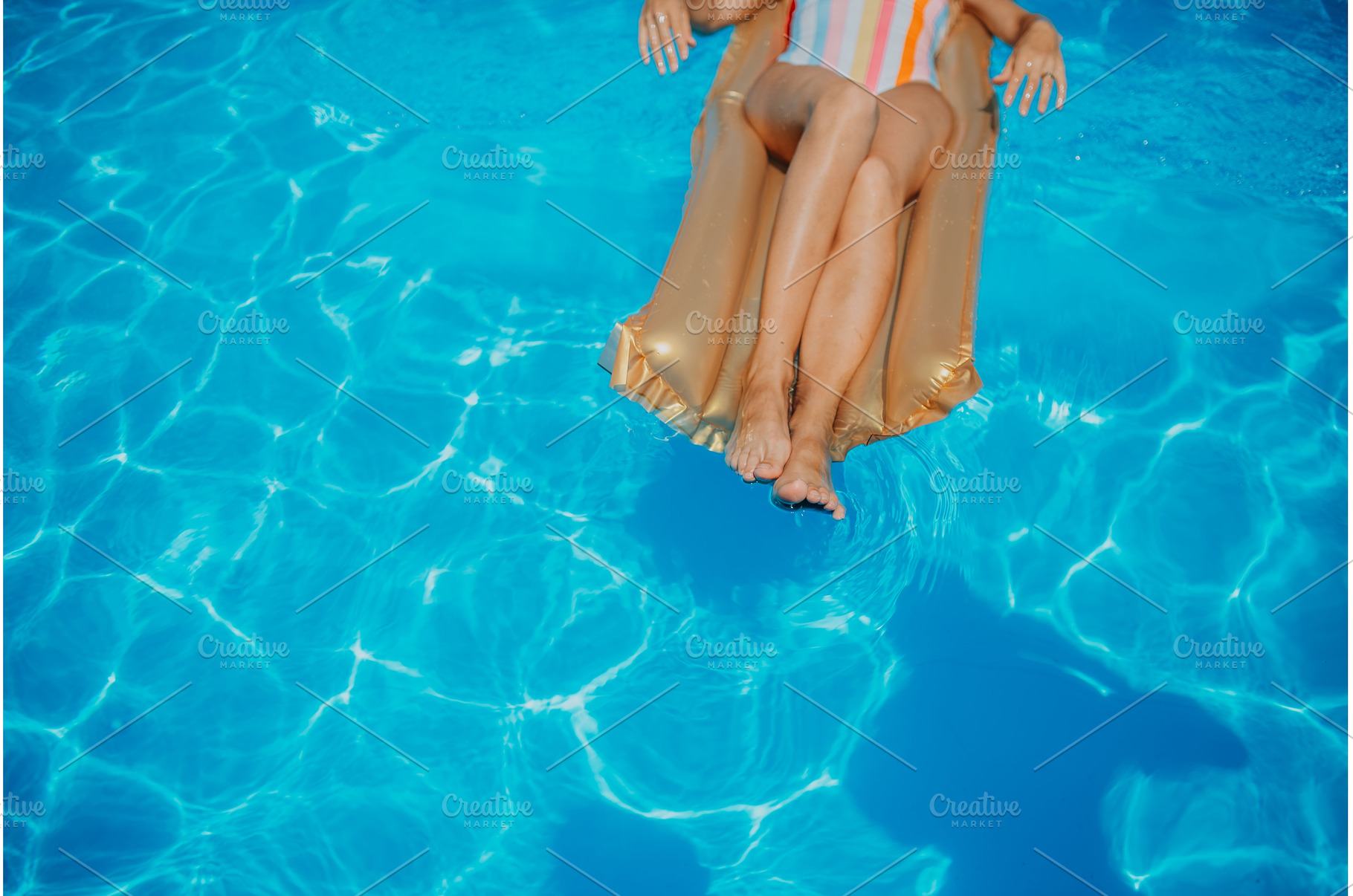 Top view of legs on floating bed in, a Person Photo by HalfPoint
